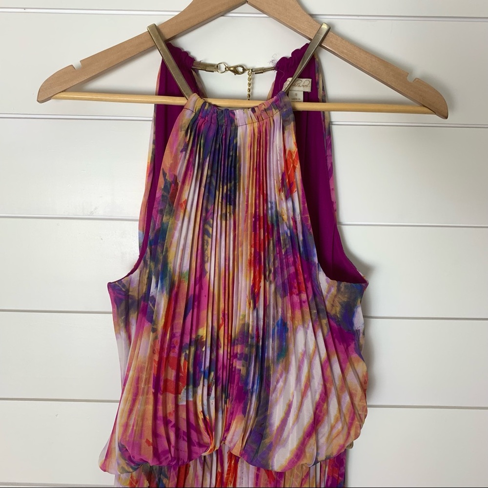 Prelude Floral Knife Pleat Halter Gown $40 Firm price